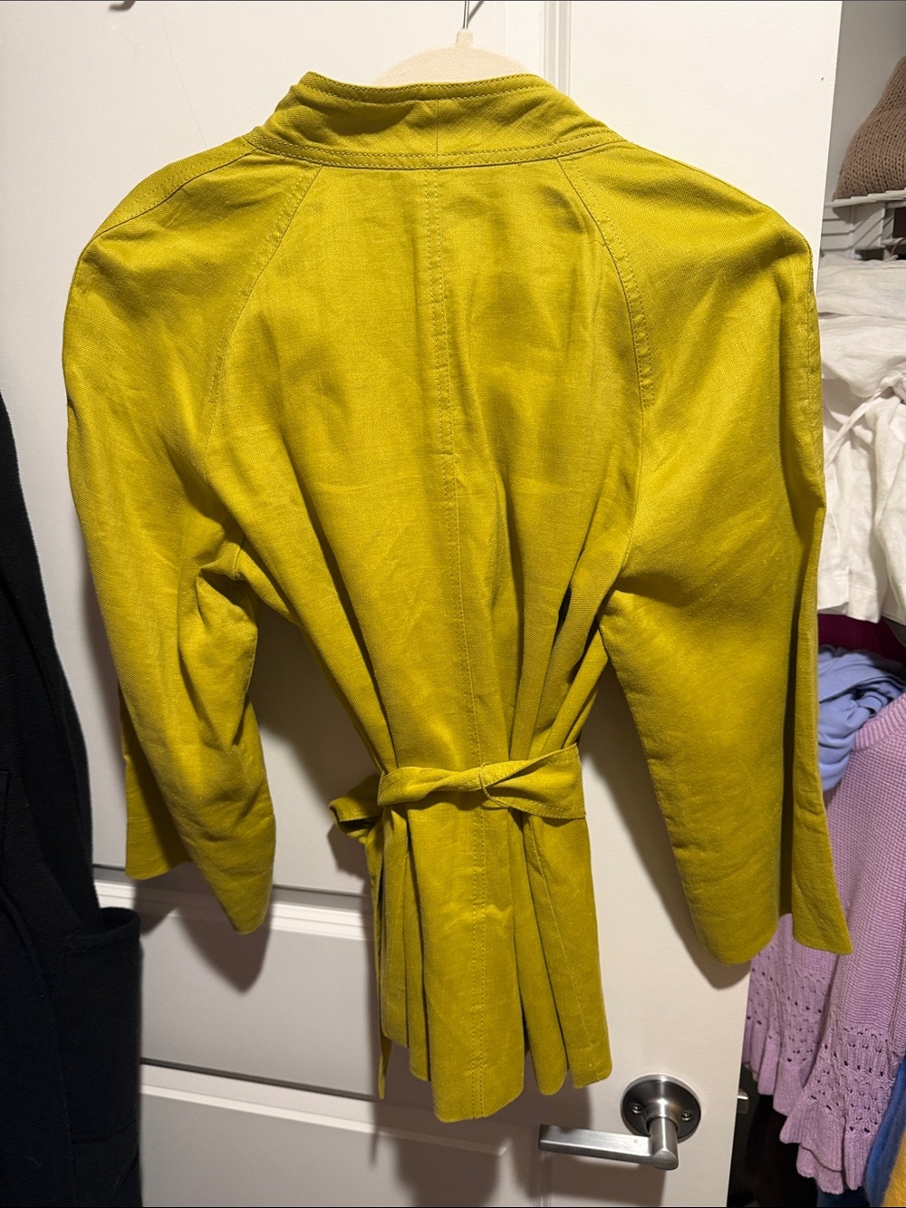 Talbots Lime-Green Tie-Waist Trench Jacket - Picture 4 of 4